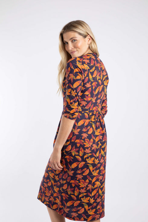 Weird Fish Isolde Printed Jersey Midi Dress Night Blue 203694
